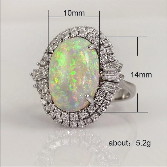 New Women’s 925 Silver Fire Opal Anniversary Ring - Picture 3 of 3